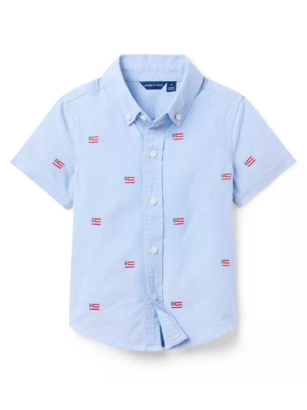 Janie and Jack Embroidered American Flag Oxford Button Down Shirt - Size 3T